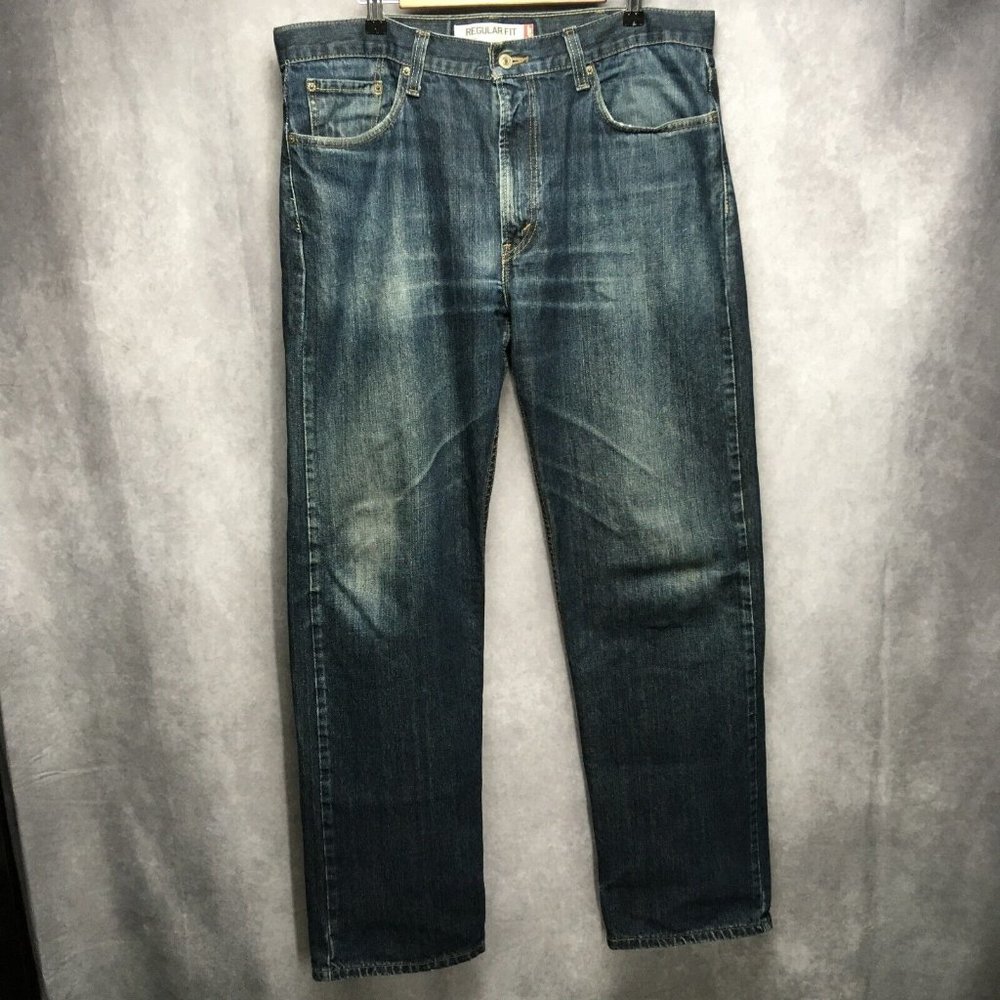 Levis 505 Regular Fit Mens Jeans 38x34 Straight Leg Blue‎ Denim Zipper Fly Pants